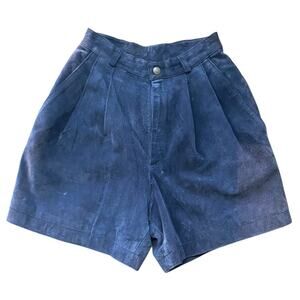 Vtg Y2K The Limited Suede Leather Shorts Womens 4 Dark Blue High Rise